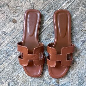Hermes Amazon dupe brown slide sandal